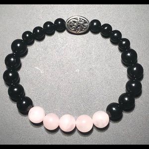 Rose Quartz x Onyx charm bracelet